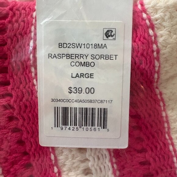 89th & Madison Stripe Pointelle Stitch Pullover Raspberry Sorbet Size Large NWT - Picture 5 of 7